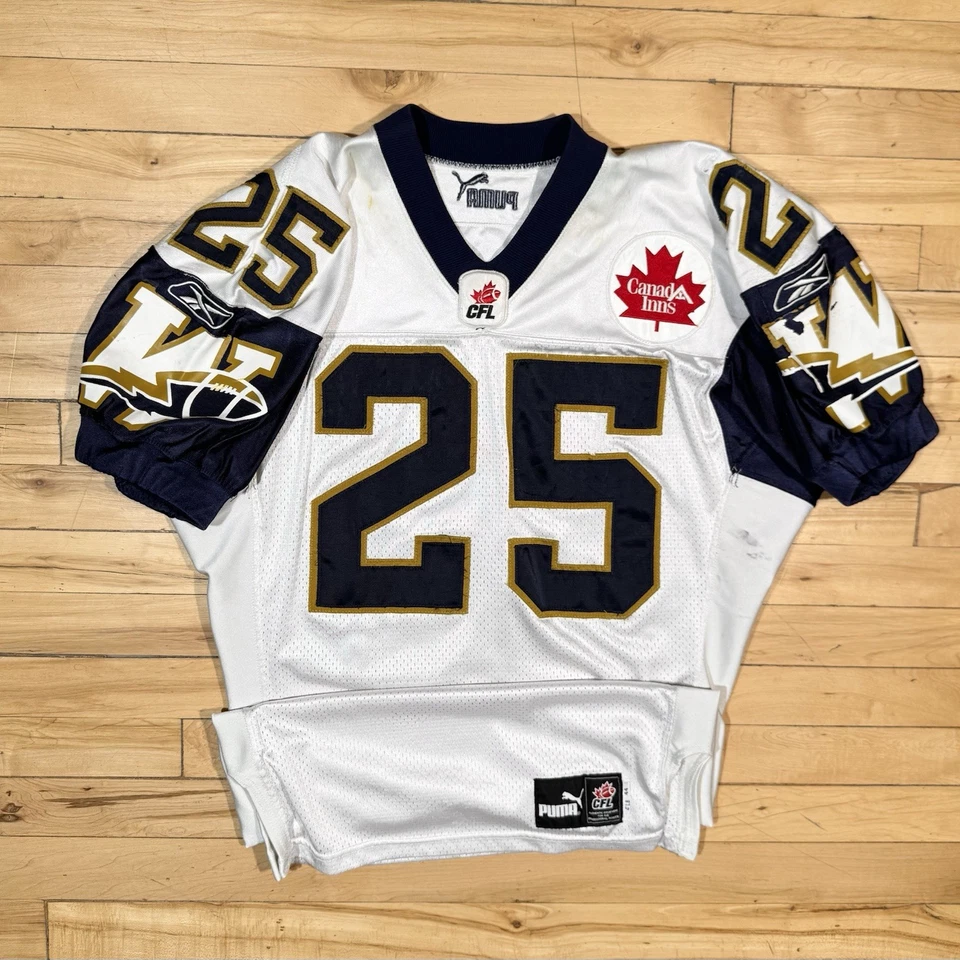 Camiseta de fútbol americano Terry Ray Winnipeg Blue Bombers 2004 usada en el juego CFL Foto 1 de 4