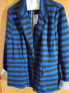 NEW Company by Ellen Tracy Blazer size Large NEW with tags Striped Knit Cuffed - Picture 1 of 8