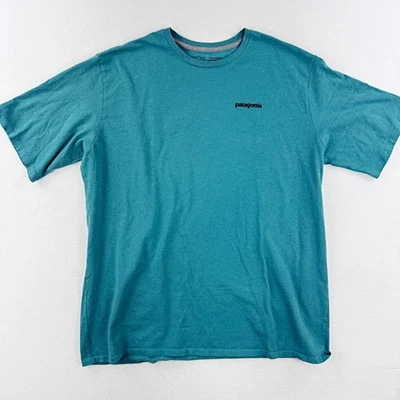 Camiseta Patagonia Para Hombres P-6 Logo Responsibili XL Aqua Algodón Orgánico Foto 1 de 4