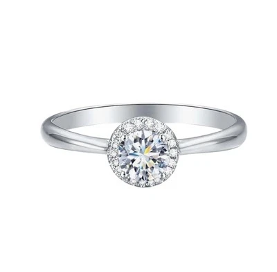 Anillo enchapado en platino, con piedra de circonita, tamaño 8 Foto 1 de 3