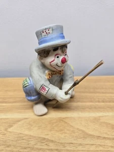 Figura vintage de payaso de pesca Hobo de porcelana 1986 de 4" - Imagen 1 de 8