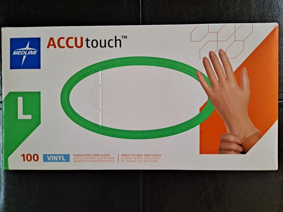3 cajas (100 cada una) Guantes Vinilo Medline ACCUtouch, Sin Polvo, Talla L Foto 1 de 1