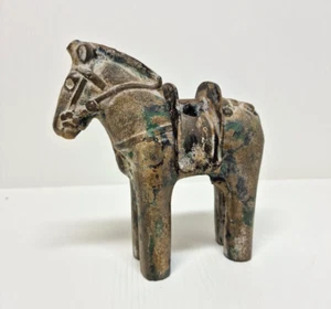 Vintage Japanese Haniwa Cast Iron Horse Figurine Censer With Removable Saddle - Picture 1 of 12