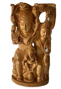 Holz geschnitzter Lord Shiva/Shiv Familie, Lord Ganesh, Parvati, Shiv Bhole Nath - Bild 1 von 2