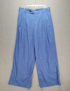 Banana Republic Size 14 Blue Linen Blend Pleated Palazzo Pants Minimalist - Picture 1 of 9