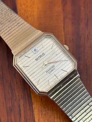 Reloj Unisex Vintage Benrus Diamante Cuarzo Tono Dorado 27mm Batería Nueva Foto 1 de 4