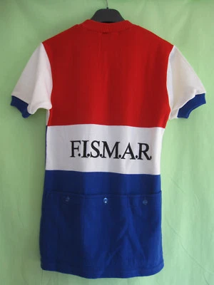 Maillot cycliste Vintage Trophée FISMAR Violon Bleu Blanc Rouge Acrylique - M - Photo 1/4