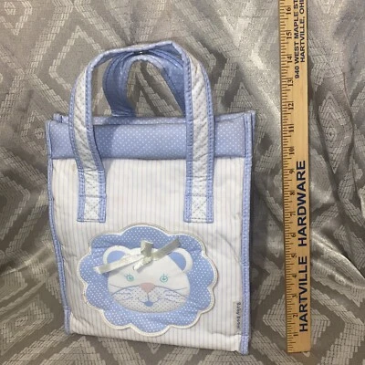 Biberón/bolsa de pañales Baby Boom vintage años 90 azul pastel cabeza de león rayas ¡lindo! Foto 1 de 4