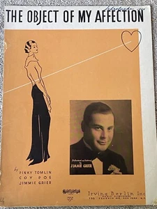 Partituras 1934 The Object of My Affection de Jimmie Grier, Pinky Tomlin, Poe - Imagen 1 de 14