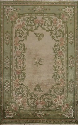 Alfombra floral moderna nepalí suave de felpa lana 4x5 alfombra oriental anudada a mano Foto 1 de 4