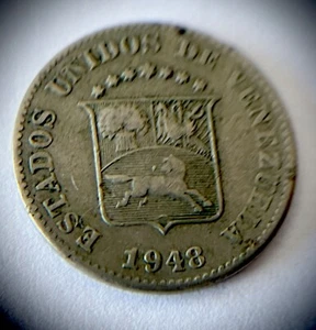 1948 Venezuela 5 Centimos Münze Palomo Pferd - Bild 1 von 2