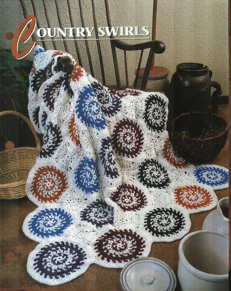 NUEVO COUNTRY SWIRLS ANNIE'S COLCHA DE GANCHILLO E INSTRUCCIONES DE PATRÓN DE CLUB AFGANO Foto 1 de 1