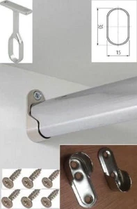 70CM FULL KIT OVAL WARDROBE RAIL HANGING CLOTHES CHROME TUBE RAIL(15*30MM) - Picture 1 of 6