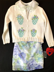VTG Boutique Girls NWT Hartstrings 3 pc Sweater Blouse Skirt Easter Spring Sz 4 - Picture 1 of 14
