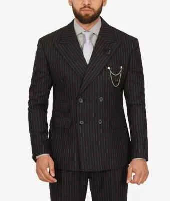 Traje Kirby Negro Rayas Doble Pecho 2 Piezas para Hombre 42" Pecho 34S" Cintura Foto 1 de 4