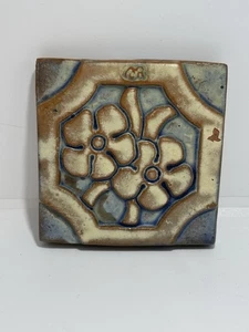Moravian Pottery & Tile Works Flor Margarita Azul Azulejo Mercer 4" Cuadrado 1995 - Imagen 1 de 8