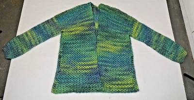 Suéter Vintage Crochet Talla M/L Años 70 Frente Abierto Verde Mar Azul Ultra Suave ÚNICO EN SU CLASE Foto 1 de 4