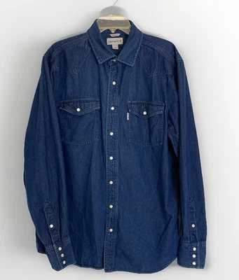 Camisa vaquera Carhartt Western perla a presión talla grande alta (LT) Ironwood relajada Foto 1 de 4