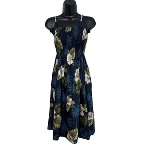 Neu mit Etikett Pacific Legend Damen Hibiskus Blumen Y2K hawaiianisch blau Kleid Gr. Medium Vacay - Bild 1 von 8