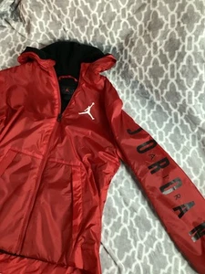 Air Jordan Nike Zip Up Sweater Boys Large Red Windbreaker  - Picture 1 of 4