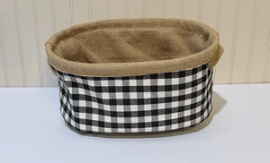 Farmhouse Black White Check Cloth Basket Bin Storage Bin - Picture 1 of 9