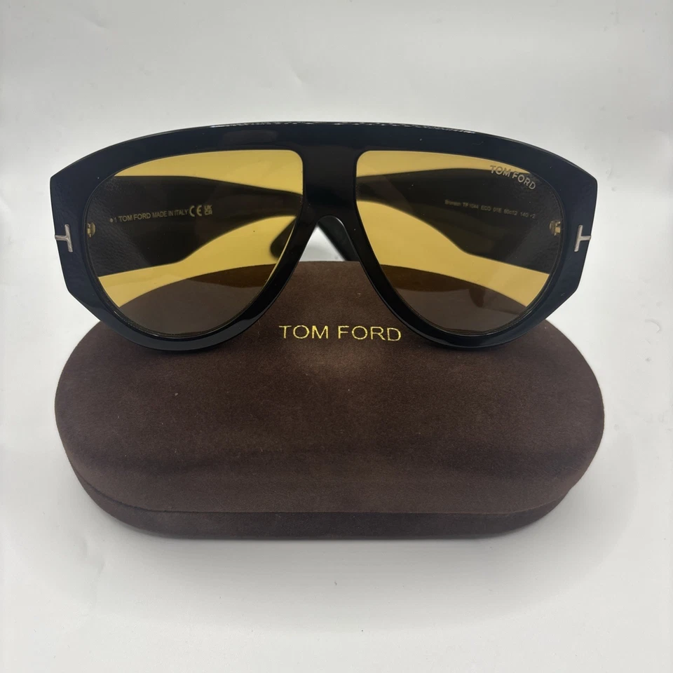 Óculos de Sol Aviador Masculino Tom Ford FT1044 01E - Marrom Bronson Novo em Folha com Estojo - Imagem 1 de 4