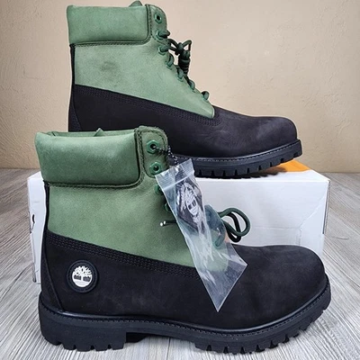 Timberland 6 pollici stivali premium nabuk verde/nero da uomo taglia 9,5 nuovi - Immagine 1 di 4