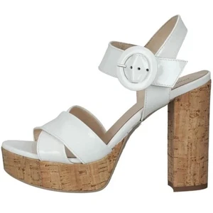 Tacones de plataforma de charol con hebilla de corcho blanco y tostado NeroGiardini para mujer 11 - Imagen 1 de 11