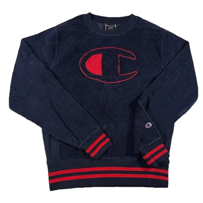 Champion вельвет экипажа BIGCHEST C логотип мужской M средний темно-синий свитер толстовка - Изображение 1 из 4