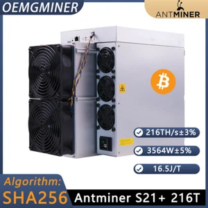 Antminer S21+ BTC Miner 216T 3564W ASIC Miner Algorithm SHA-256 BTC Asic Miner - Picture 1 of 5