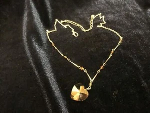 Swarovski Crystals 18" Necklace with Brownish Crystal Heart Vintage Jewelry - Picture 1 of 4