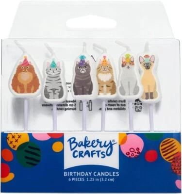 Velas de cumpleaños artesanales para panadería gatos/gatitos en forma de pastel Cupcake Toppers 6 piezas Foto 1 de 4