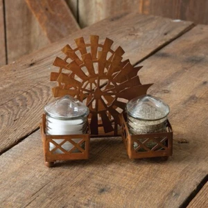 CTW Colonial Tin Works Windmill Silo Salt Pepper Napkin Caddy Rustic Farmhouse - Picture 1 of 2