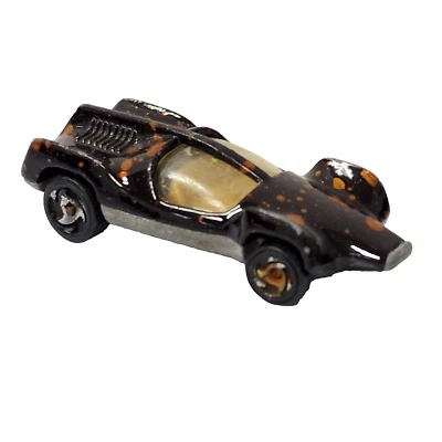 Hot Wheels Speed Seeker Bug Eyed Race Car Black w Gold Copper Spots Vintage 1983 - Image 1 of 4