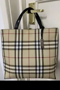 Vintage Burberry Women’s Beige Check Nova Tote Medium Bag VGC - Picture 1 of 15