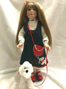 Paradise Galleries SARAH 16" Doll Porcelain Plush Sam Dog Treasury Collection - Picture 1 of 12