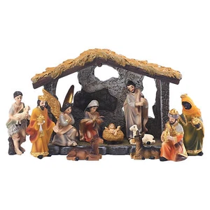 New 12pcs Christmas Manger Nativity Set Real Family Jesus Crafts Statue Decor - Picture 1 of 8