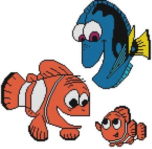 KREUZSTICH + BASTELMUSTER Findet Nemo Papa Vater Clown Fisch Dorie Blue Tang - Bild 1 von 1