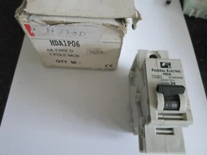 NUEVO INTERRUPTOR CIRCUITO FEDERAL ELÉCTRICO STABLOK D6 6 AMPERIOS HDA1P06 UN SOLO POLO MCB - Imagen 1 de 1