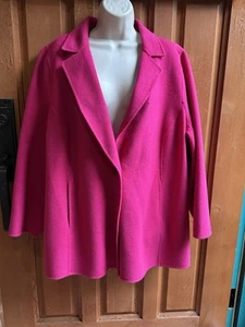 Talbots One Button Punch Pink Laine Wool Blazer Jacket Sz 18 Wp Plus Petite Size - Picture 1 of 12