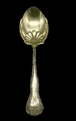 Antigua cuchara para servir Hamilton & Diesinger de plata de ley de 7,5" concha mono 'H' Foto 1 de 4