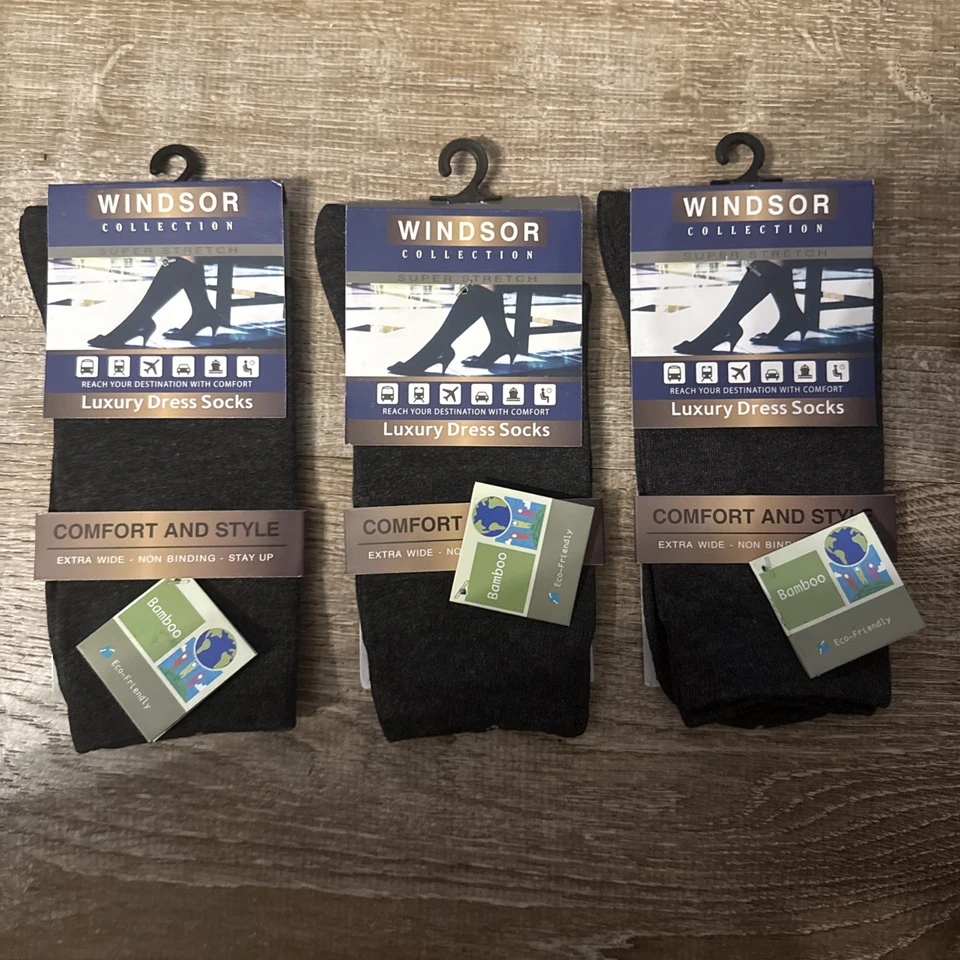 3X Calcetín de vestir de lujo Windsor Collection para mujer rayón de bambú -talla mediana-char Foto 1 de 1