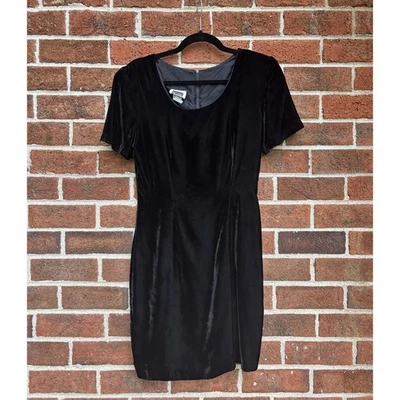 Mini Vestido Vintage Años 80 CFTC Studio Terciopelo Negro LBD COMO ESTÁ Foto 1 de 4