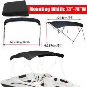 Fit 4 BOW 73''-78''W 600D Bimini Top Boat Cover Canvas w/Boot Fabric Replacement - Bild 1 von 9