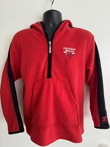 Vintage Chicago Bulls 90s Starter NBA Red Fleece Half Zip Pullover Sweater Sz.M - Picture 1 of 5