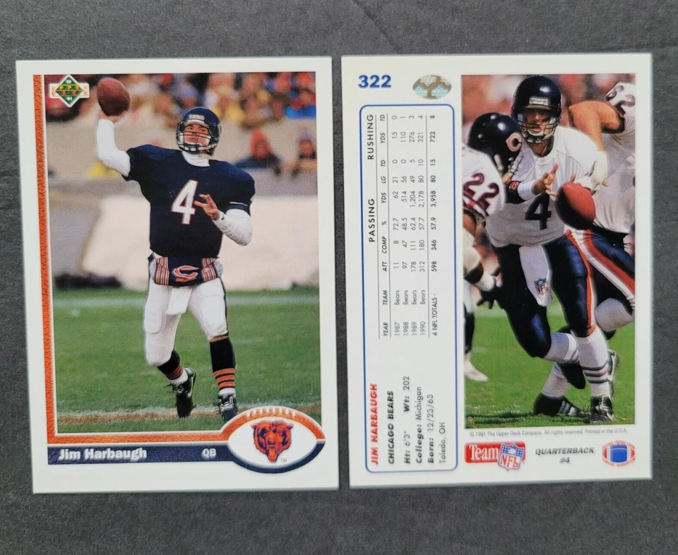 JIM HARBAUGH FOOTBALL CARDS You Pick 1989-99 Topps Score Fleer ProSet Skybox UpD - Image 1 of 1