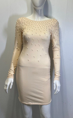 UNDERCOVER Abito in seta Victoria's Secret Moda International Perle impreziosito in crema taglia XS