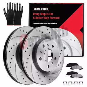 303mm For Chevy Impala Monte Carlo Buick Lucerne Front Drilled Rotors Brake Pads - Picture 1 of 18