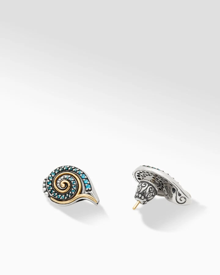 Konstantino Silver & Gold Lab-Created Blue Spinel Shell Earrings Retail: $1,010 - Image 1 of 1