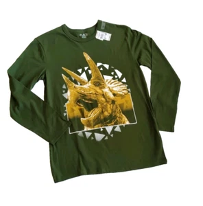 NWT Boys Dino T-Shirt Large 10-12 Green Long Sleeve Triceratops Children's Place - Picture 1 of 5